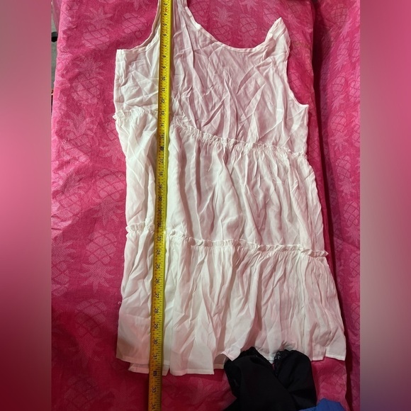 A-Line Midi White Dress with Ruffles & Cut-Out Back - Size L - Picture 5 of 7